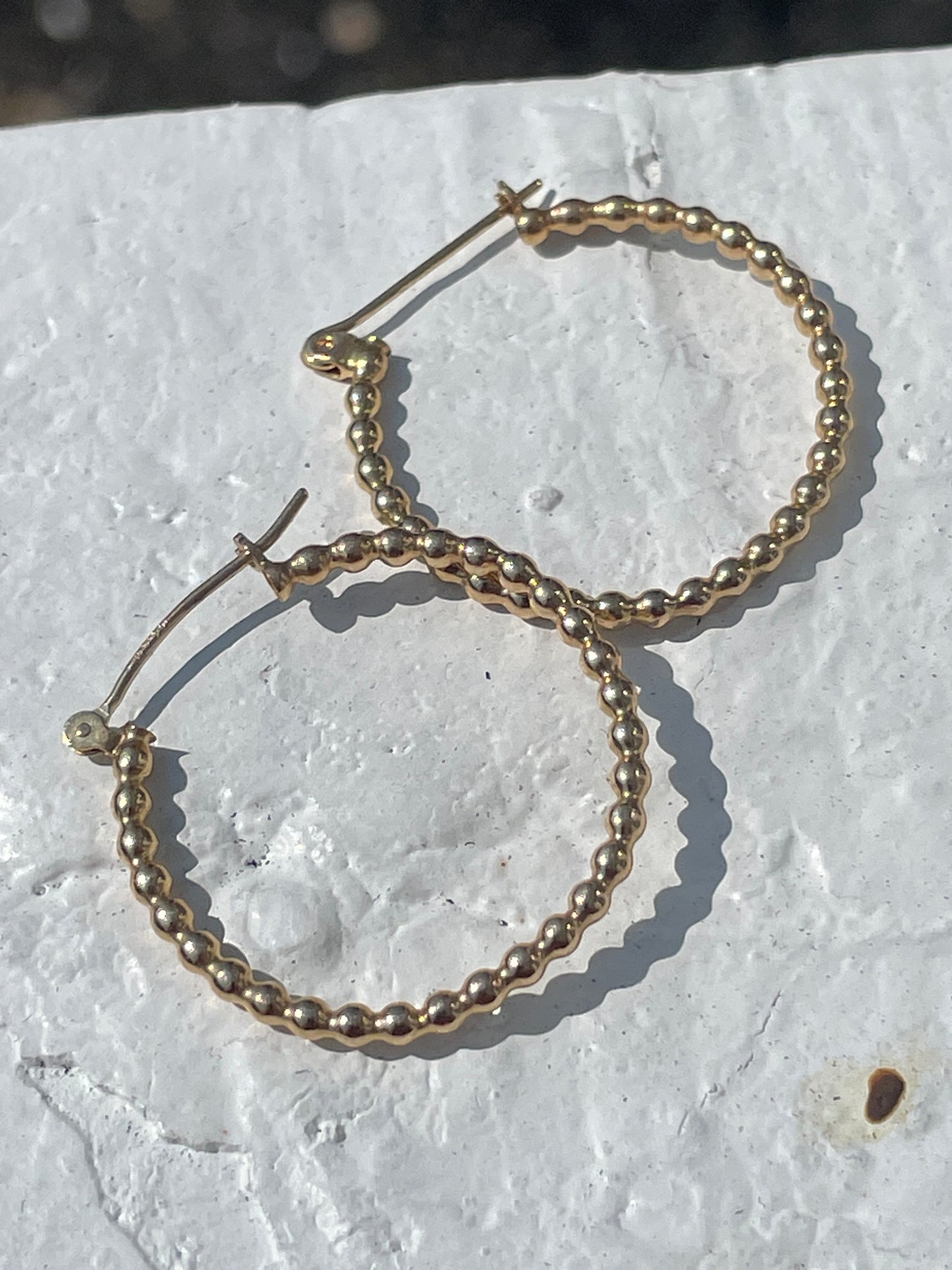 10k Gold Beaded Hoop Earrings