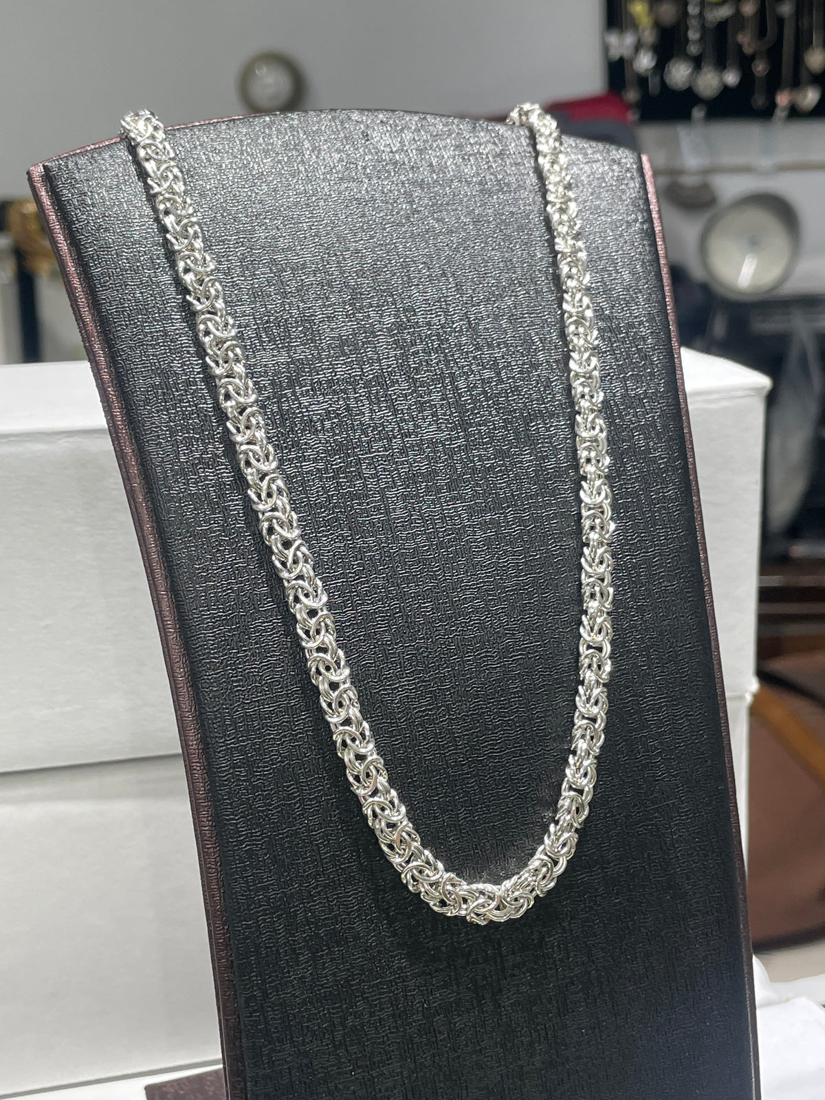 925 Sterling Silver Byzantine Link Necklace 18”