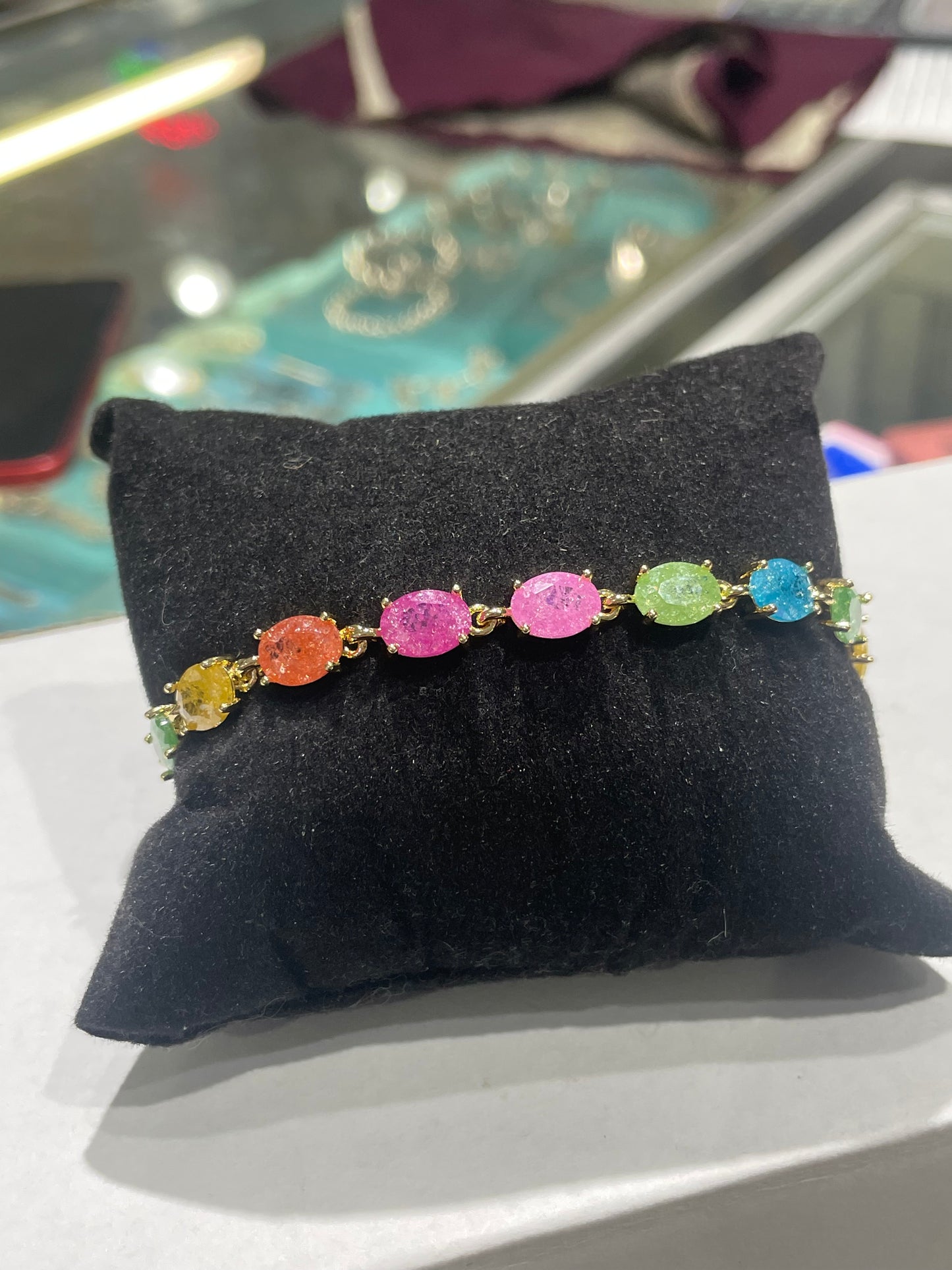 Gold Plated Candy Crush Stone Tennis Bracelet