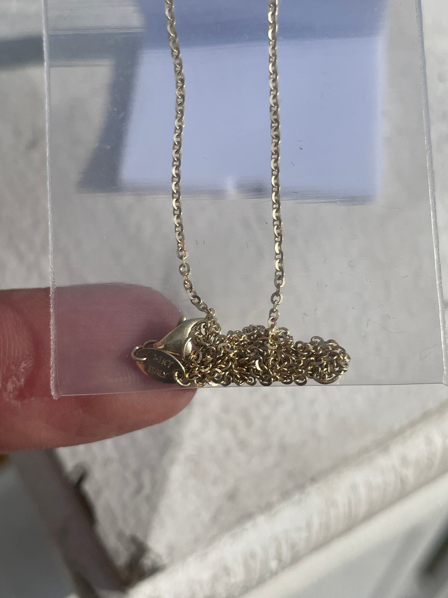 14k Gold Solitaire 12mm Puffy Heart Necklace 15”-17”