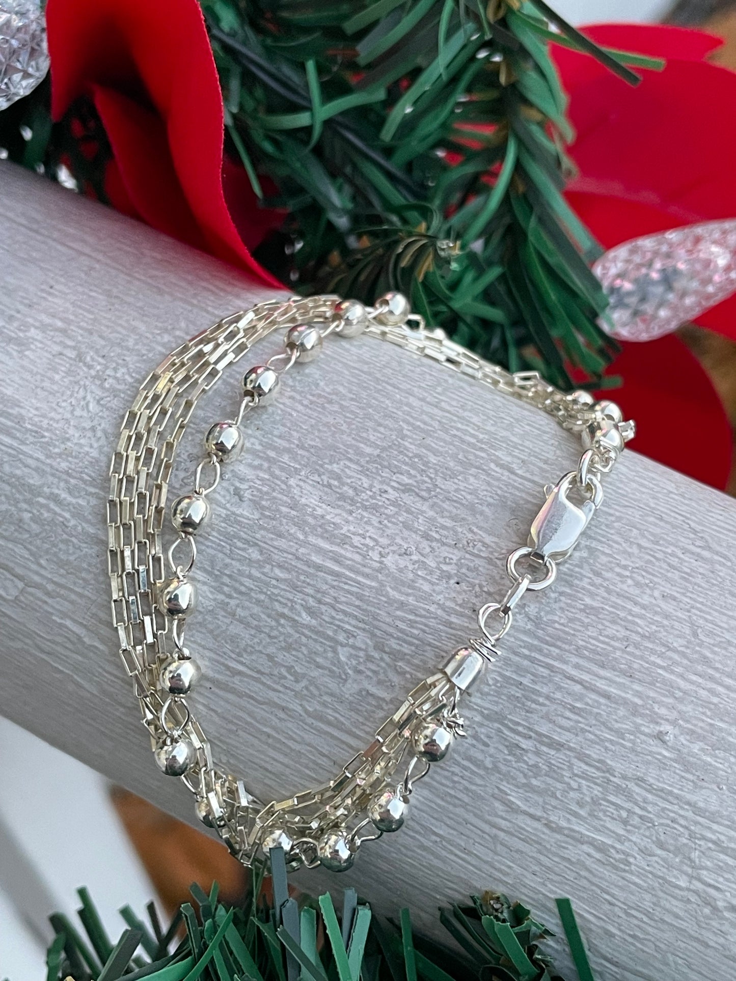 925 Sterling Silver 5-Strand Link Bracelet