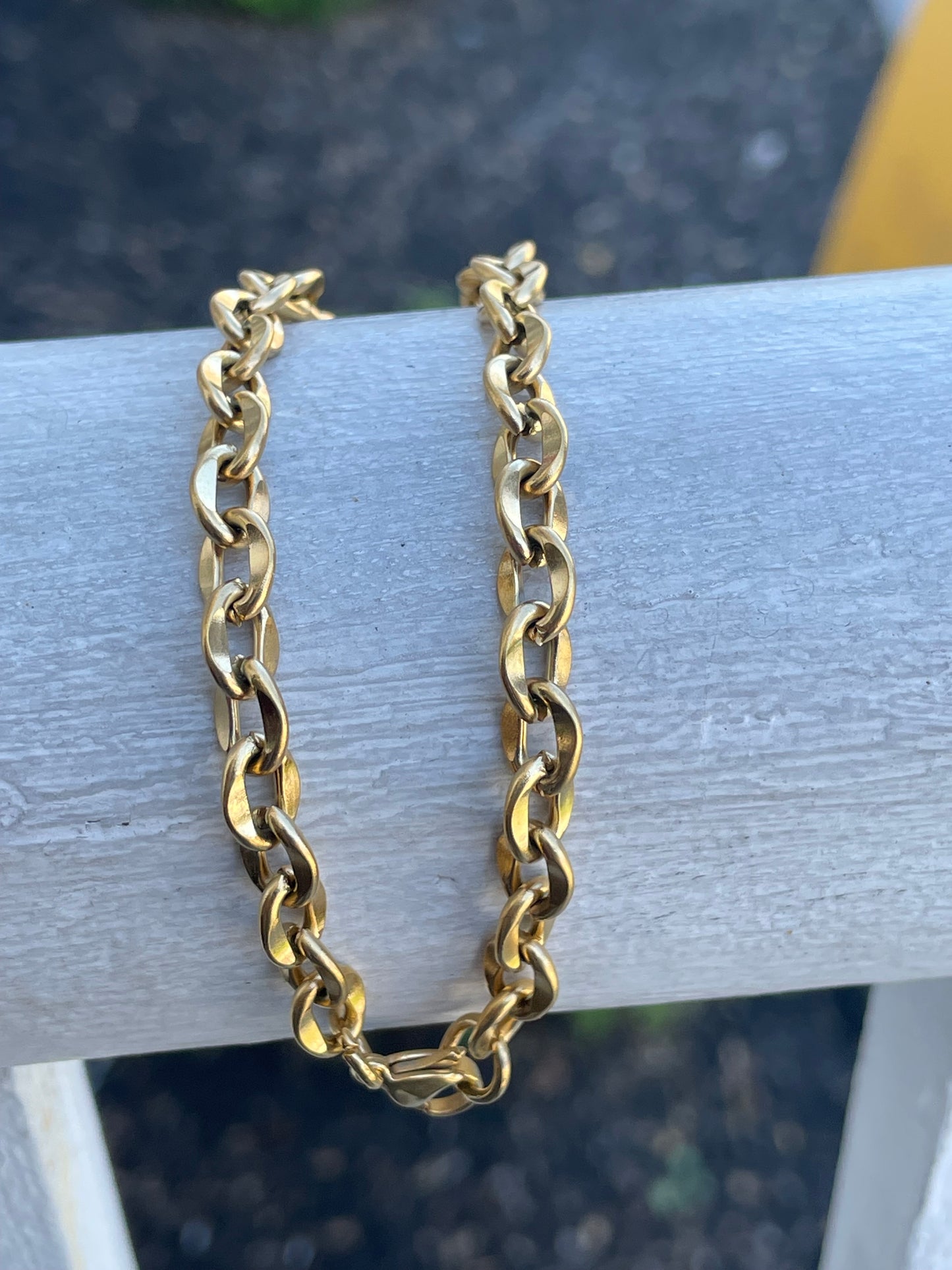 Stainless Steel Vermeil Open Circle Link Anklet 10”