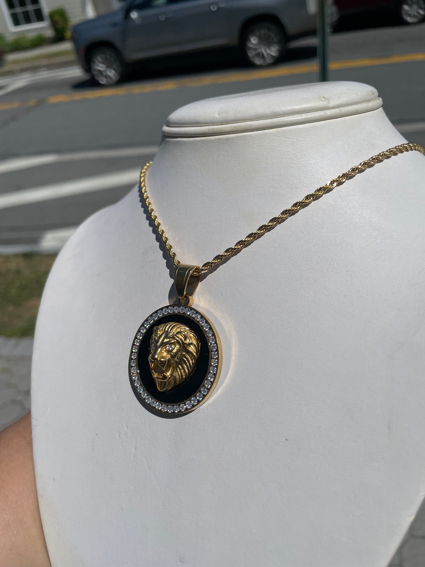 Stainless Steel Lion Gold Plated Necklace