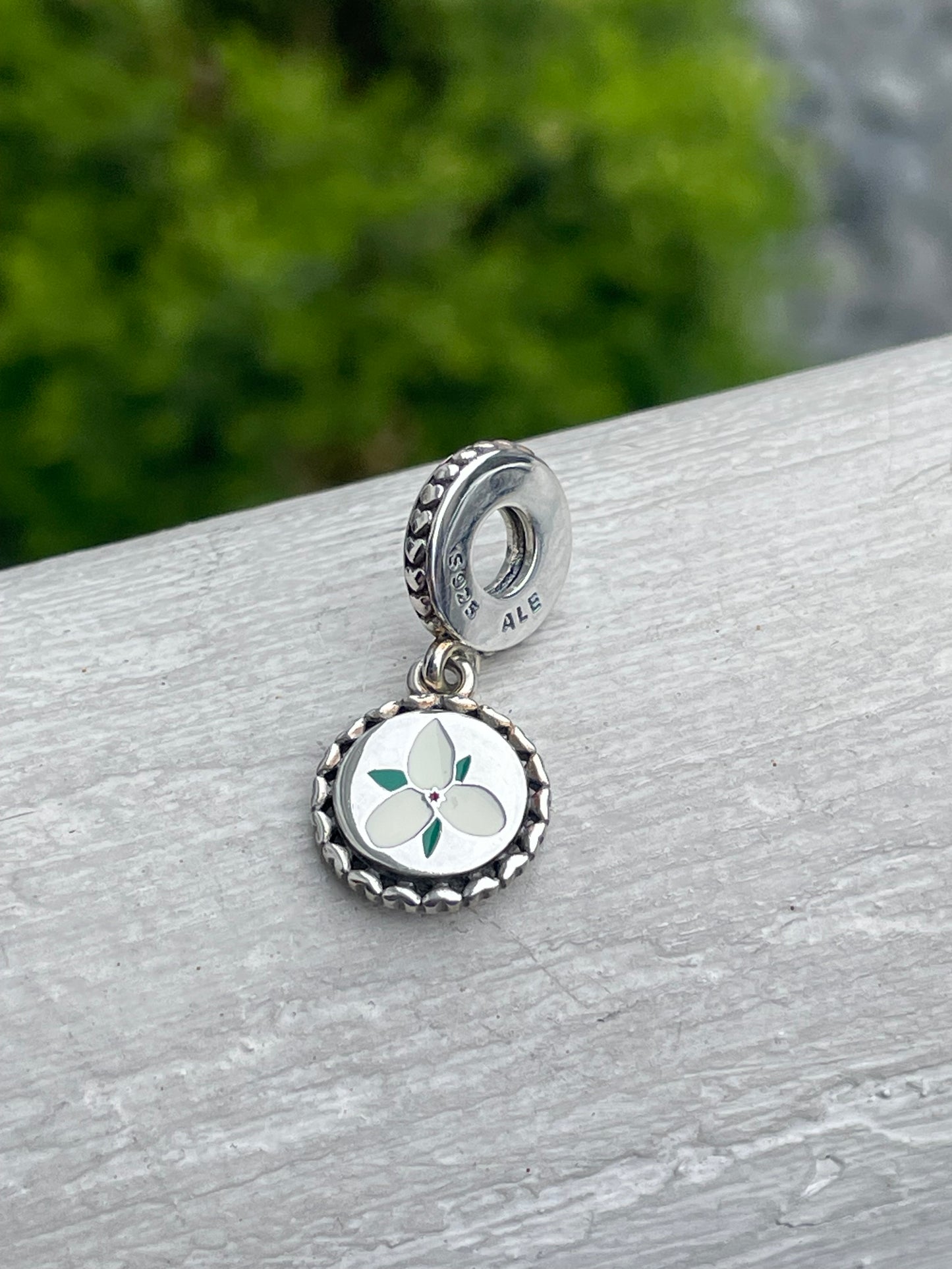 Pandora Ontario Canada Country Travel Exclusive White Trillium Flower Dangle Charm