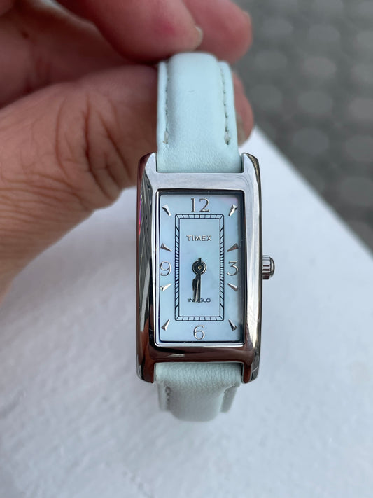 Timex Light Blue Leather Ladies Wristwatch