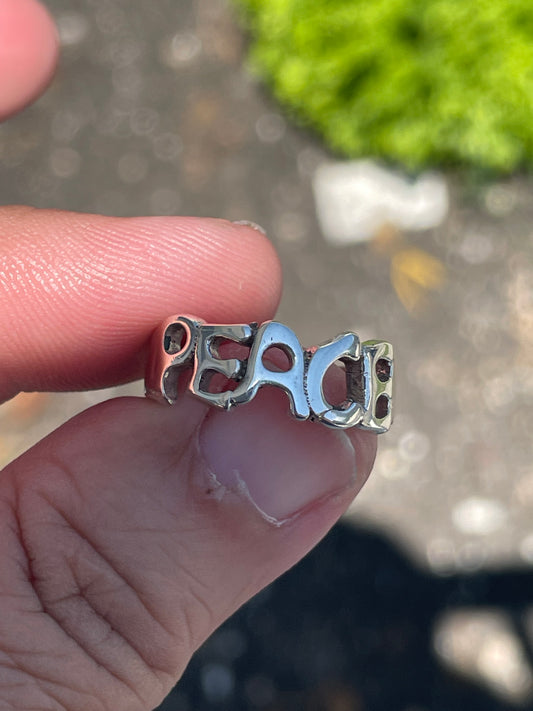 925 Sterling Silver Peace Ring Size 6.5