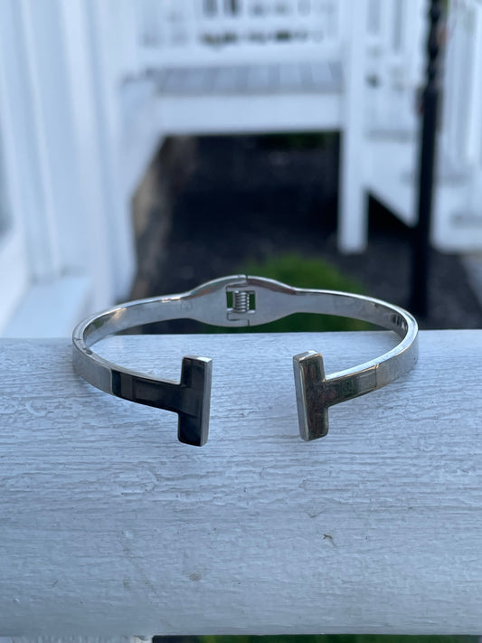 Stainless Steel Tiffany & Co Style T Bar Cuff Bracelet