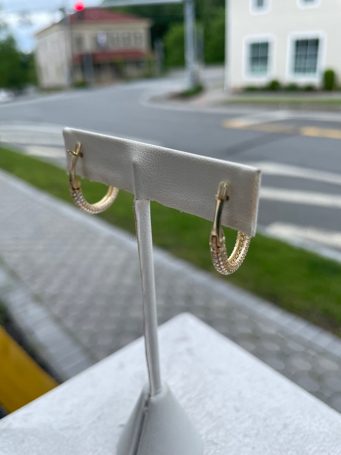 14k Gold Full Pavé Cz Hoop Earrings