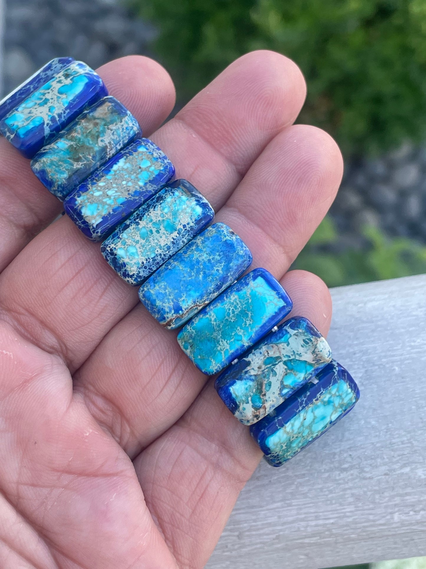 Sodalite Turquoise Rectangular Stone Stretch Bracelet