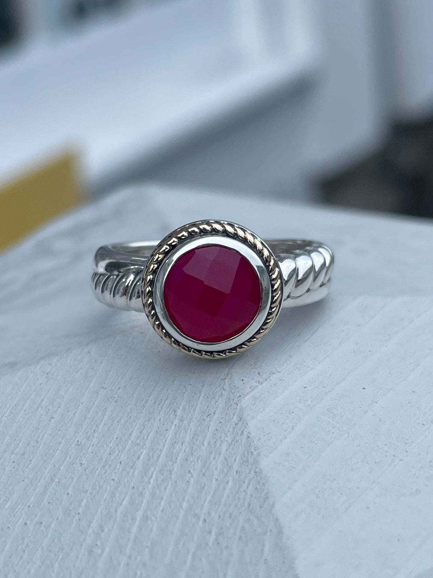 925 & 14k Gold Designer Chuck Clemency Ruby Solitaire Ring