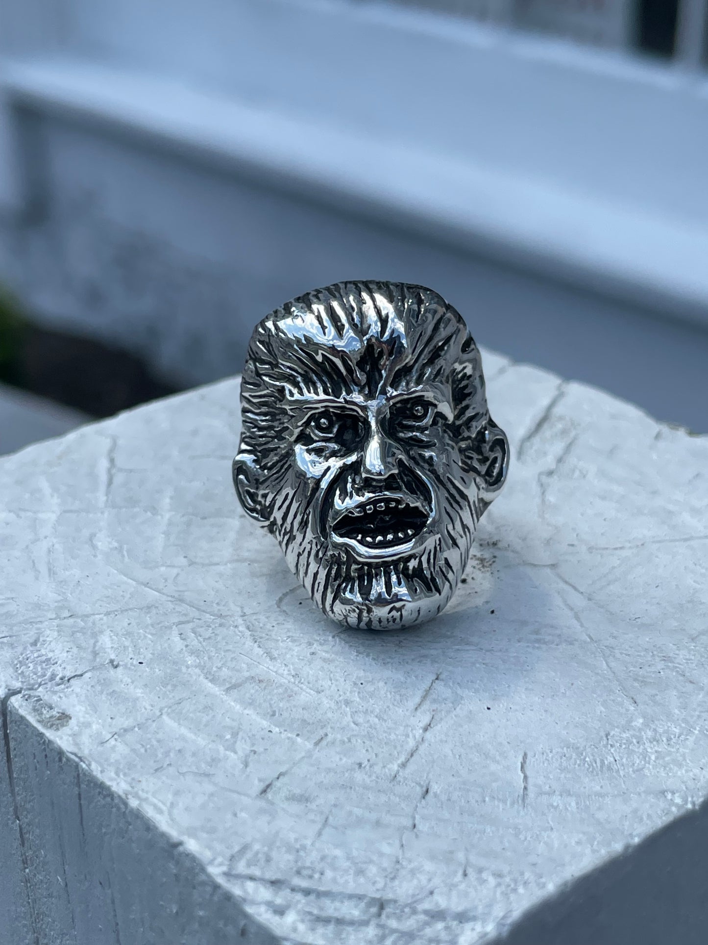 Solid 925 Sterling Silver Wolfman Handmade Ring Sz 7.5