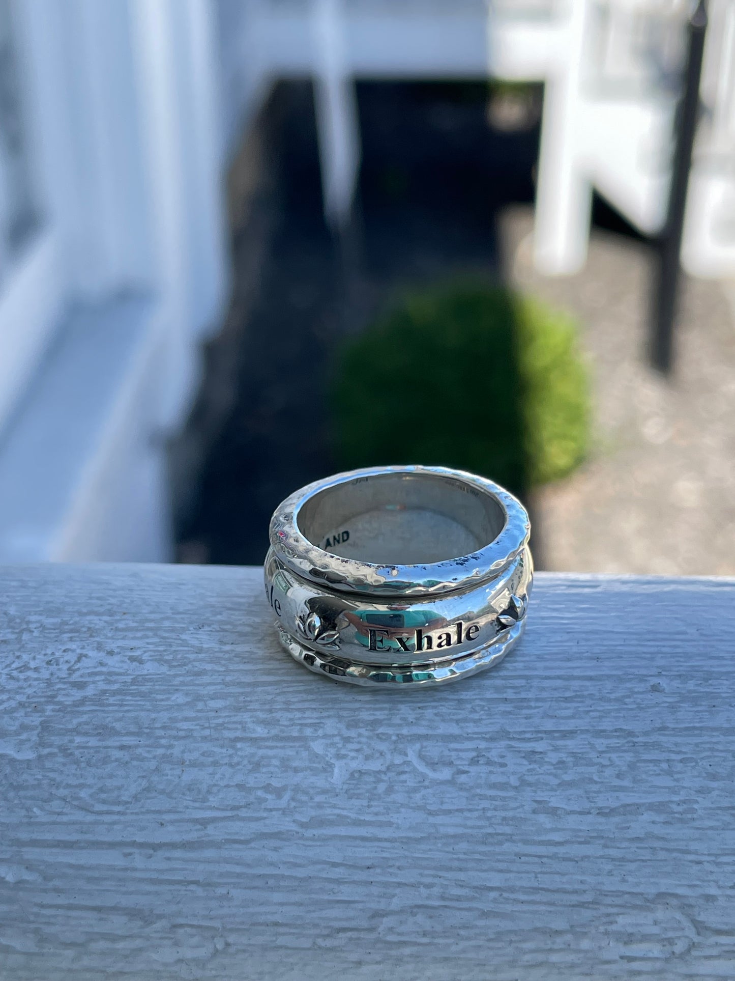 Designer John Hardy Jai Lotus Inhale Exhale Spinner 925 Sterling Silver Band Ring Size 8