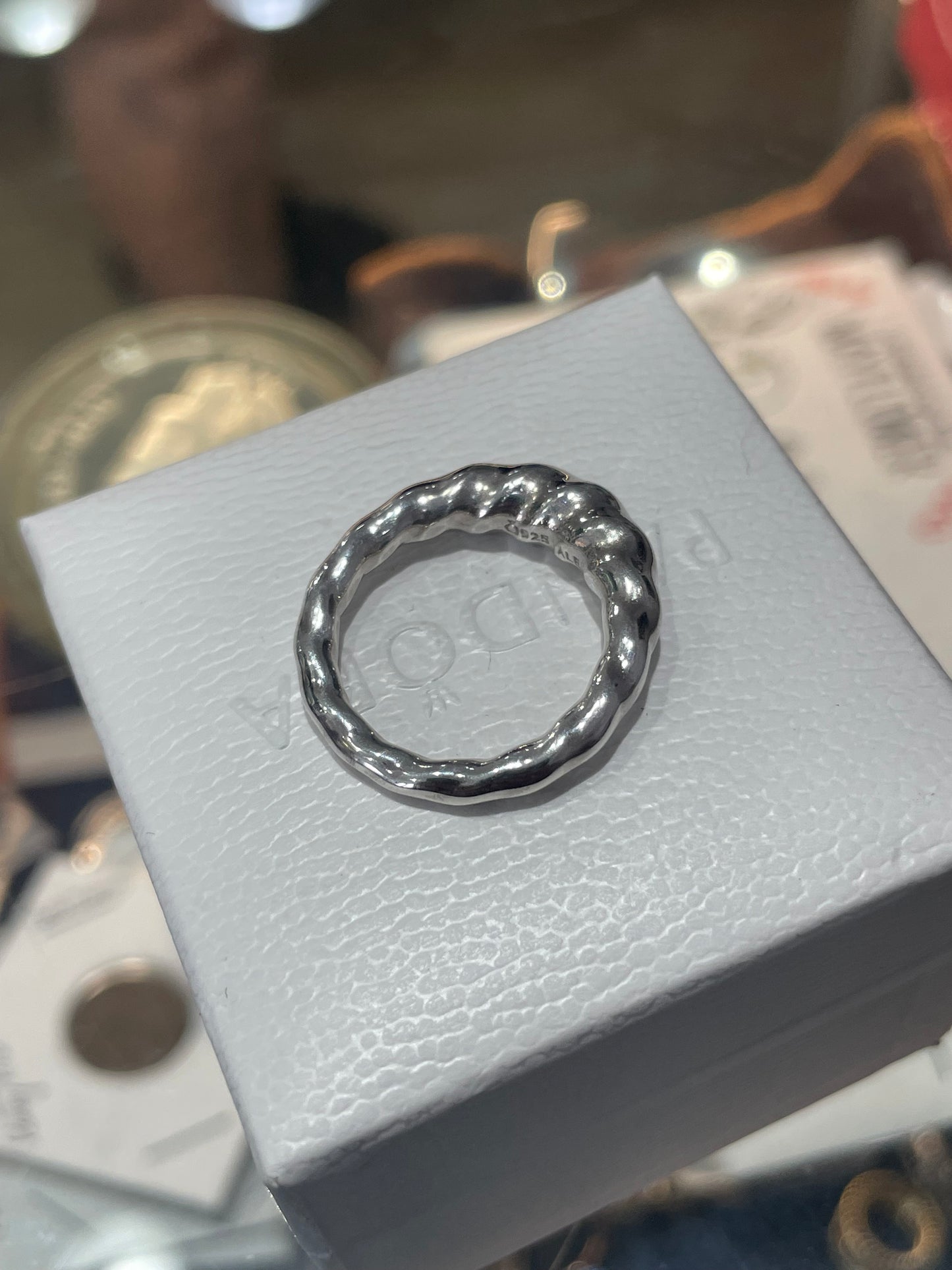 Rare Retired Pandora Liquid Silver Ripples Ring Size 6