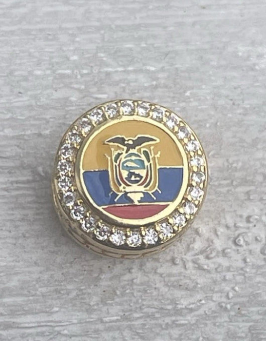 Pandora Ecuador Country Flag Exclusive Travel Round Shine Gold Signet Charm