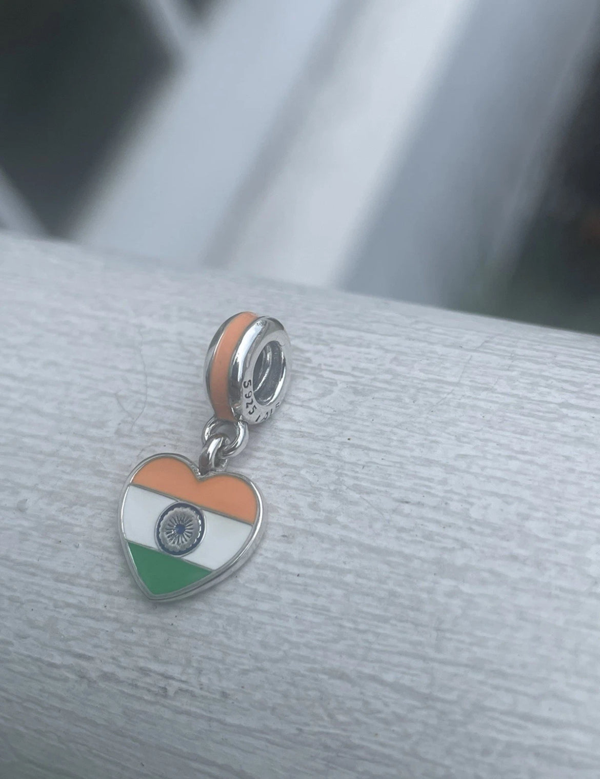 Pandora India Flag Country Exclusive Dangle Heart Charm