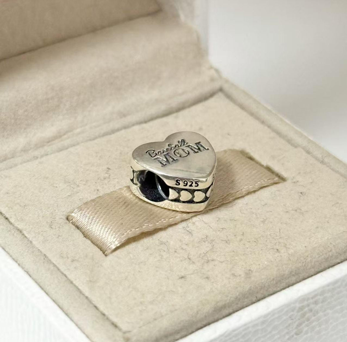Pandora Baseball Mom Heart Charm