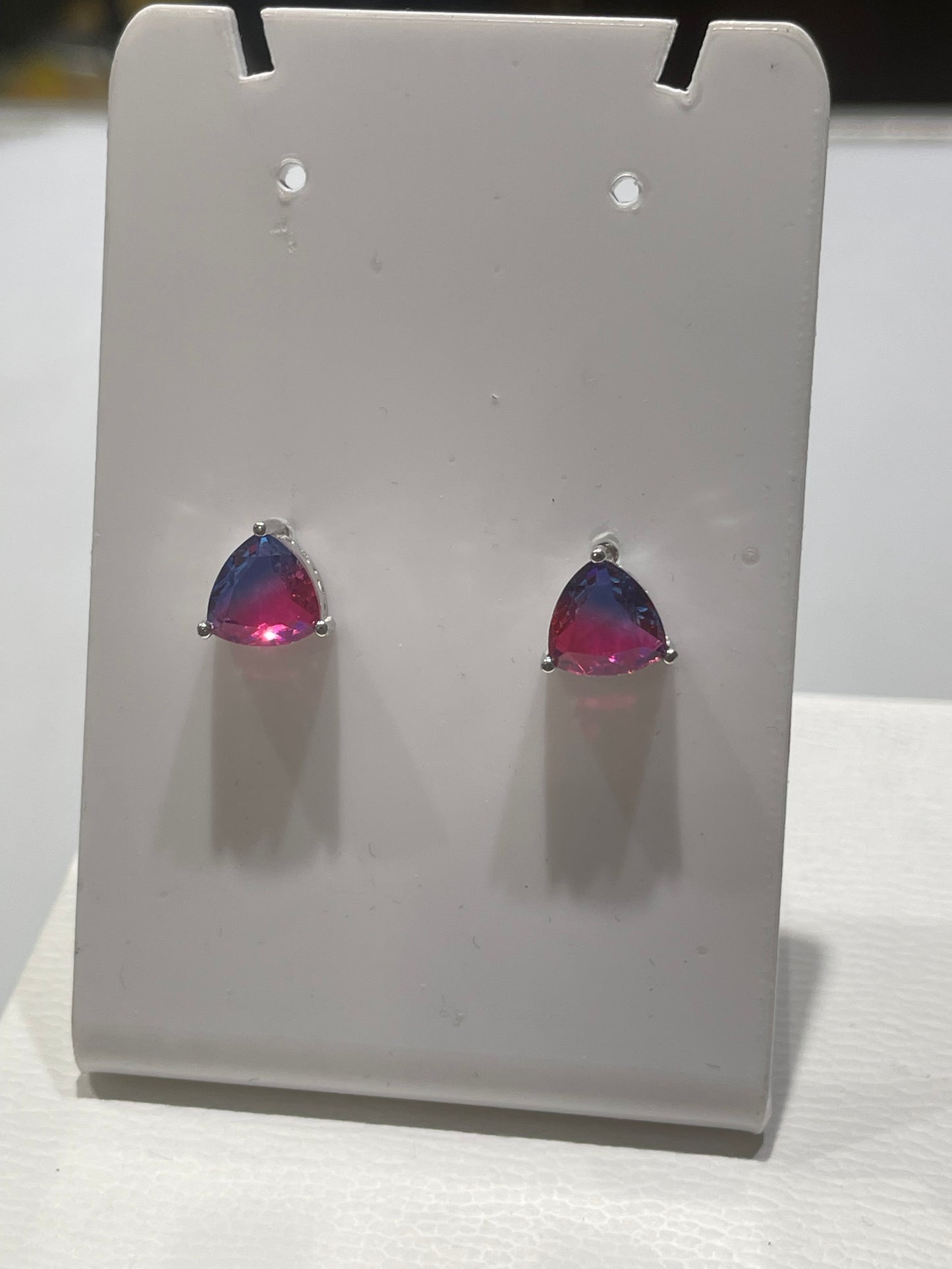 925 Sterling Silver Bi-Color Quartz Stud Earrings