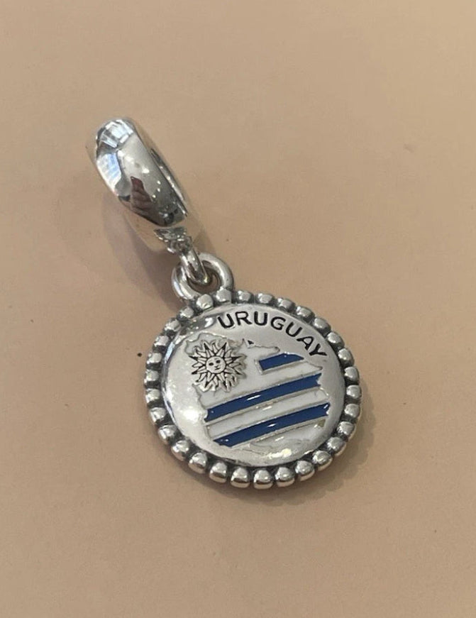 Pandora Uruguay Country Map Flag Exclusive Travel Dangle Charm