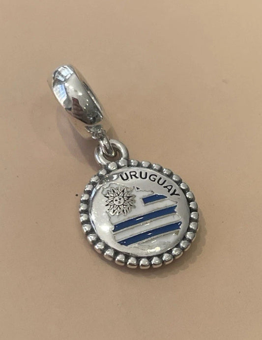 Pandora Uruguay Country Map Flag Exclusive Travel Dangle Charm