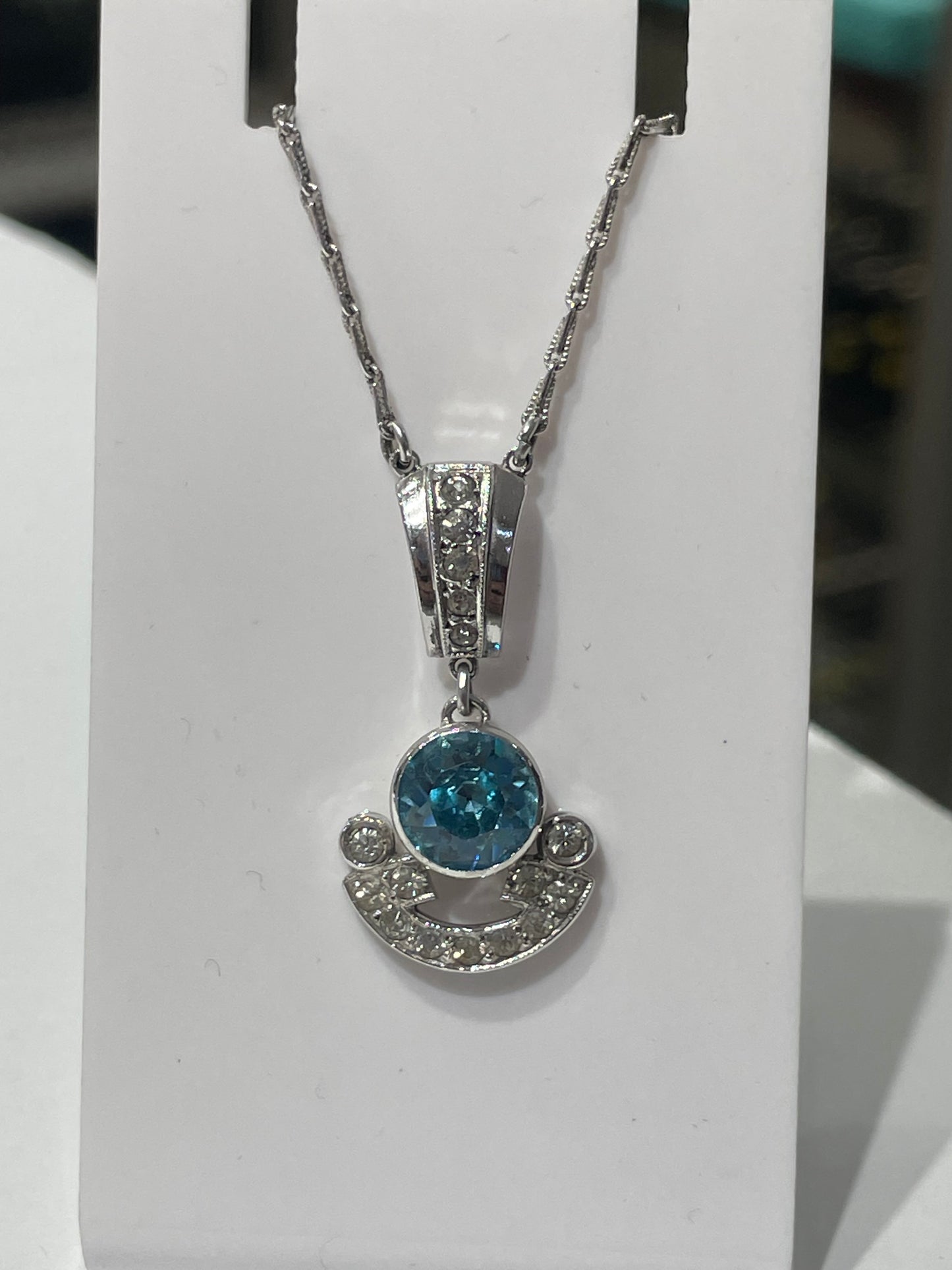 925 Sterling Silver Blue Swarovski Crystal Design Necklace