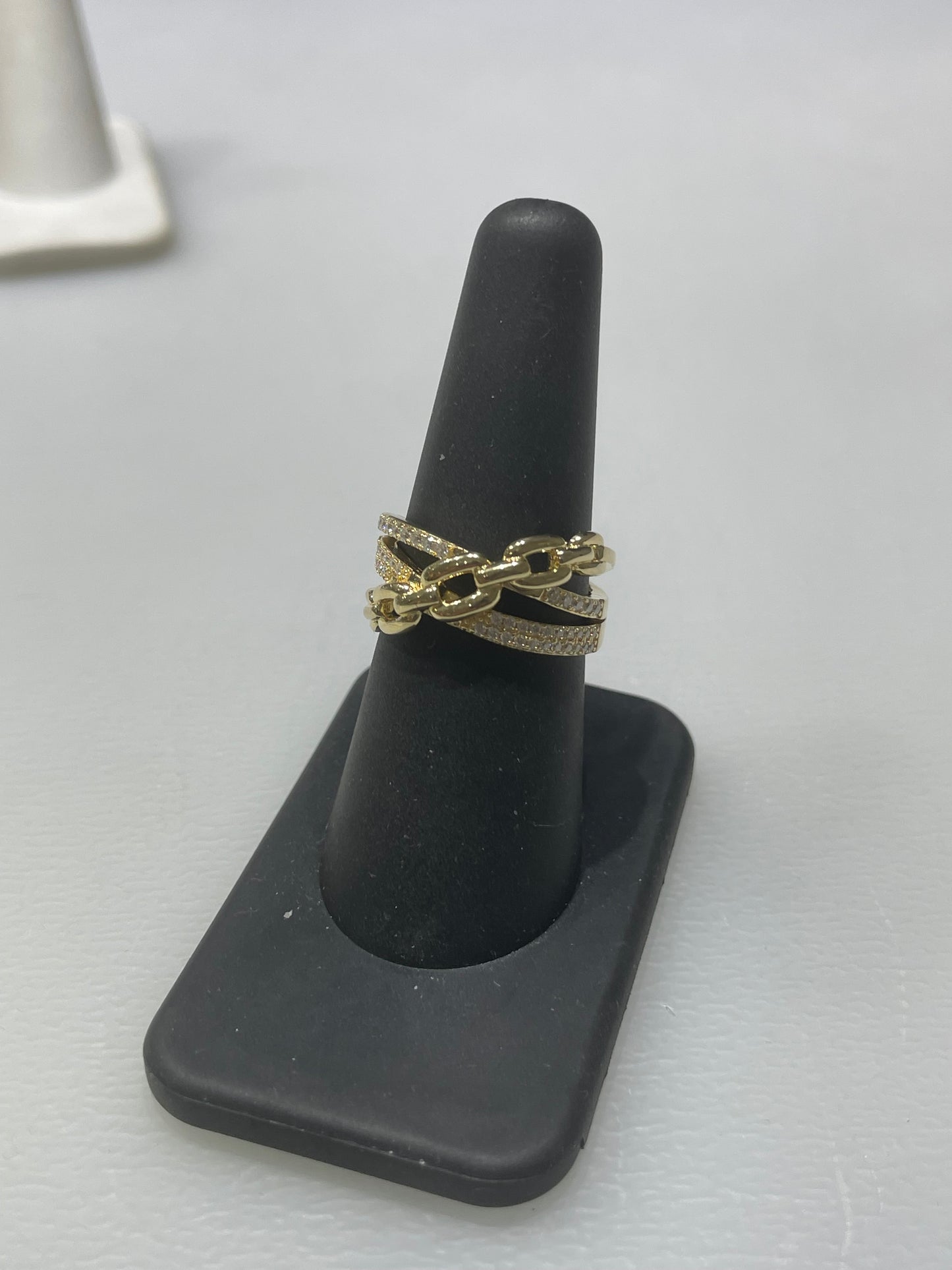 Love on Lockdown Crossover Moissanite Vermeil Silver Ring Size 7