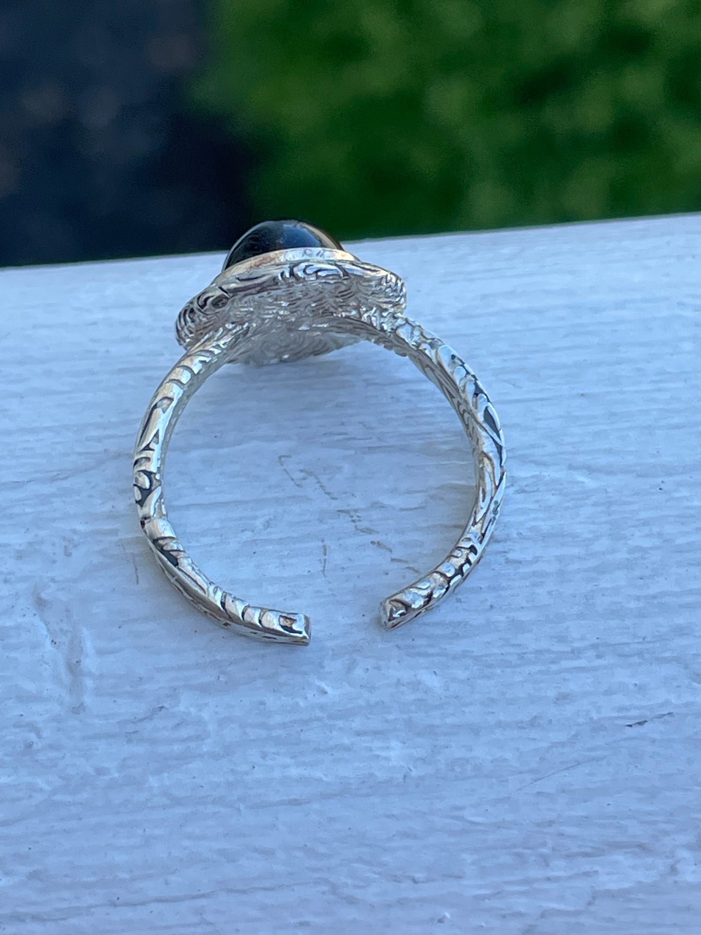 925 Sterling Silver “A Transient Path” Black Onyx Open Size Ring