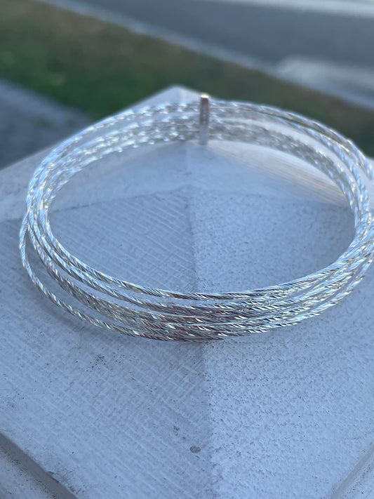 925 Sterling Silver 7pc Twist Bangle Bracelet Lot 8.5”