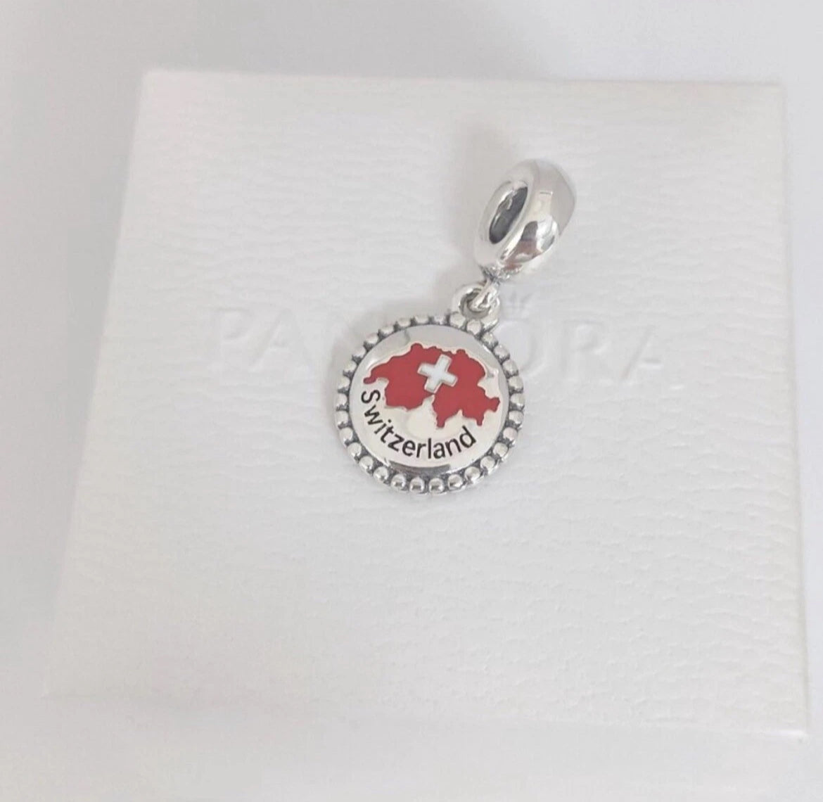 Pandora Country of Switzerland Exclusive Map Flag Dangle Moments Travel Charm