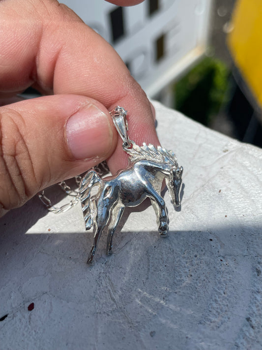 925 Sterling Silver Wild Stallion Necklace