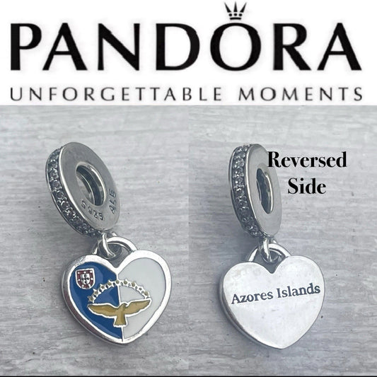 Pandora Azores Islands Exclusive Country Flag Colors Heart Dangle Charm