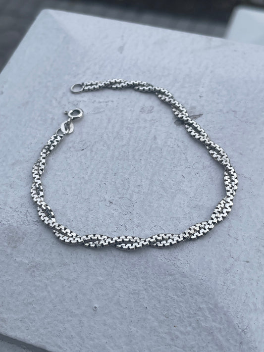 925 Sterling Silver Twist Cable Chain Link Bracelet 7”