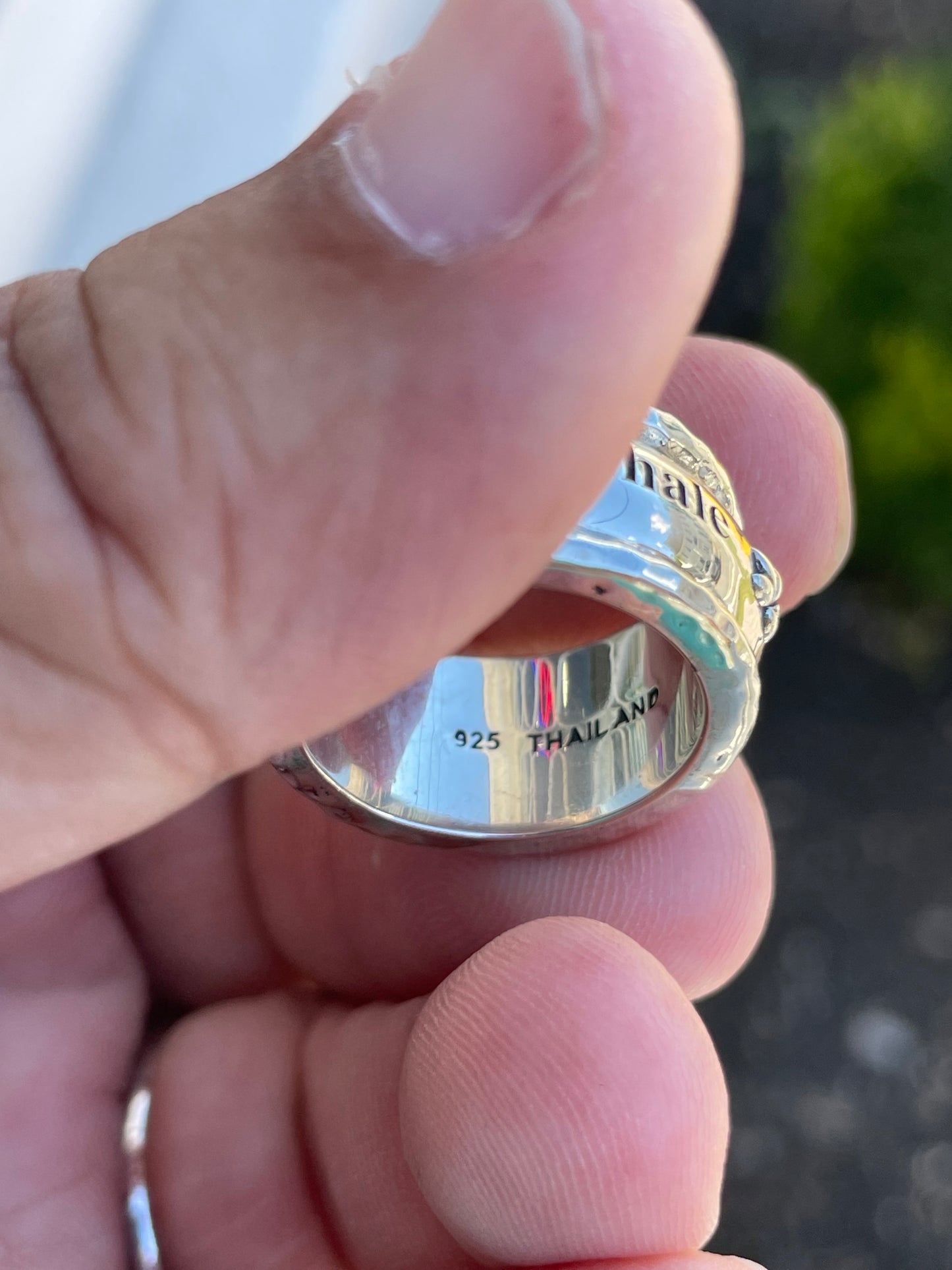 Designer John Hardy Jai Lotus Inhale Exhale Spinner 925 Sterling Silver Band Ring Size 8