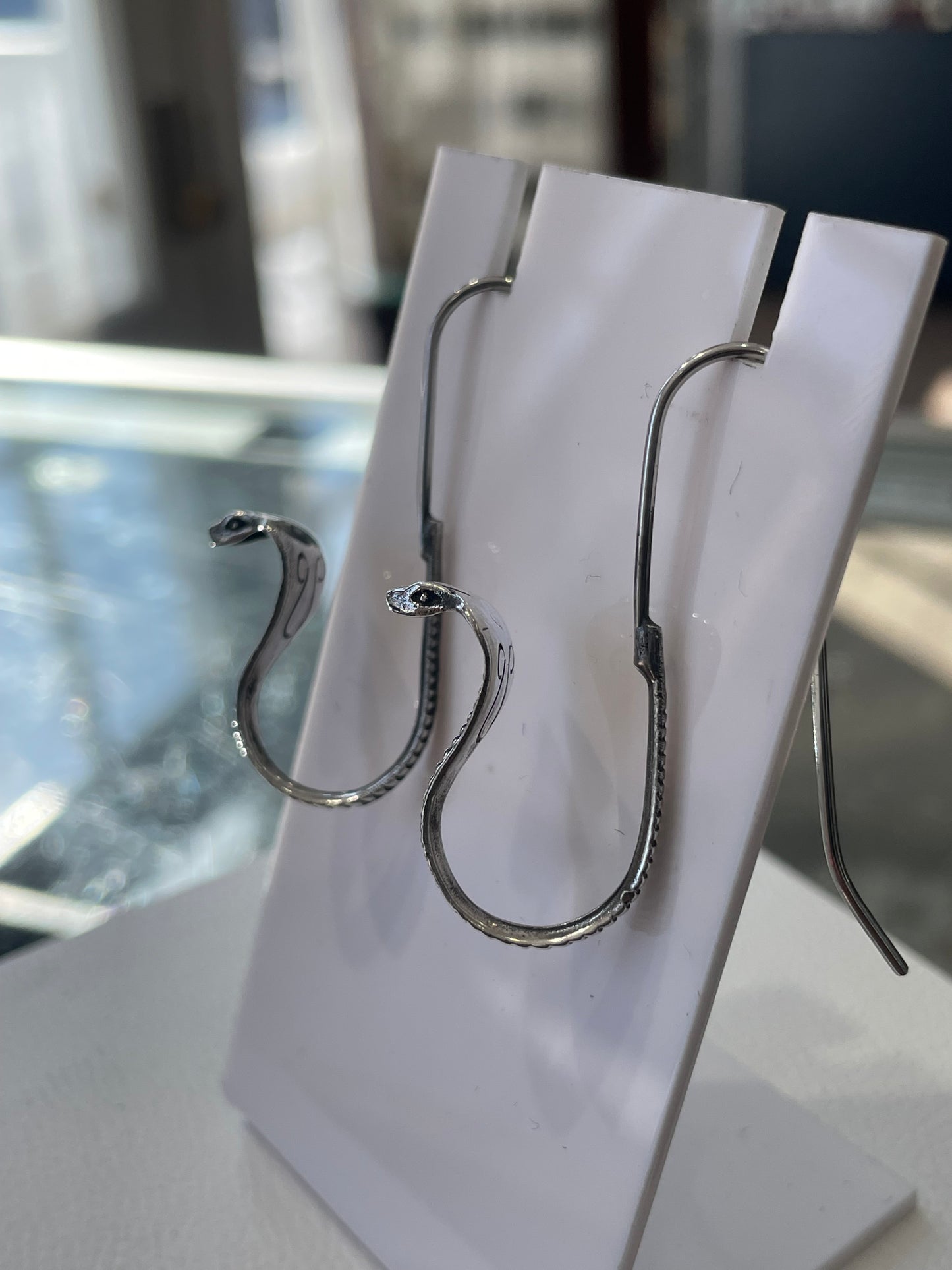 925 Sterling Silver Striking Cobra Earrings