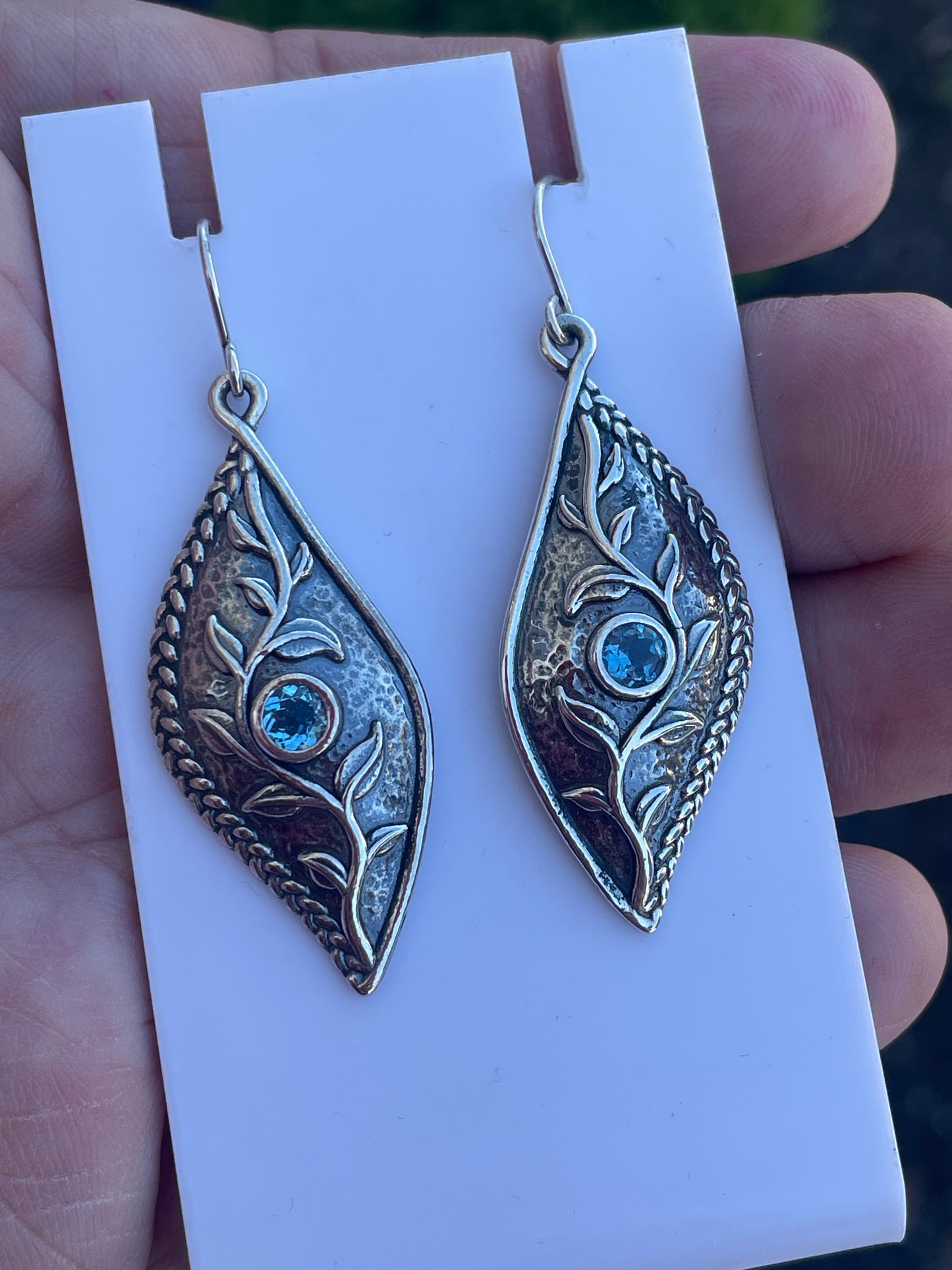 Designer Paz 925 Sterling Silver Blue Topaz Divine Dangle Earrings