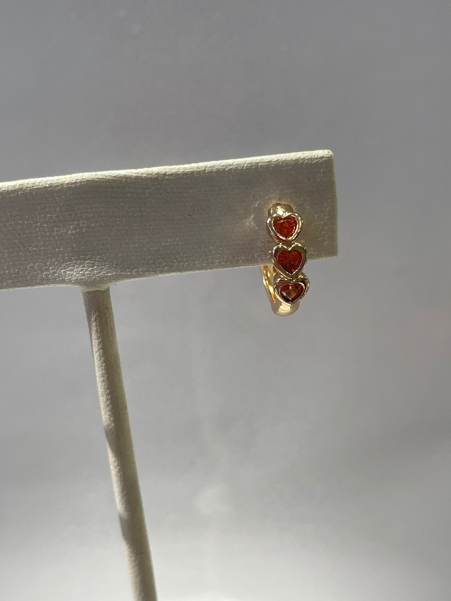 Stainless Steel Vermeil Orange Zirconia Huggie Hoop Earrings