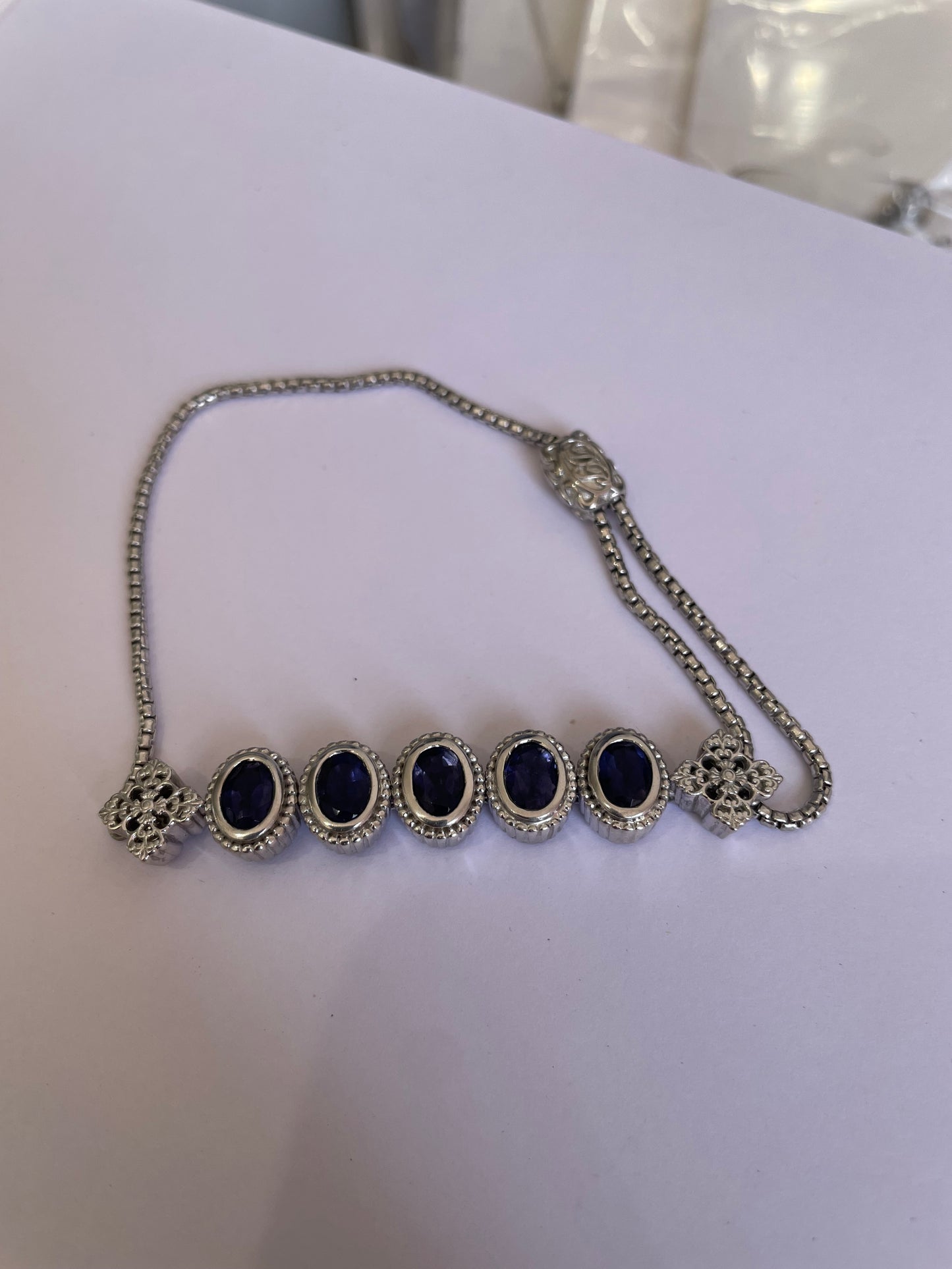 Designer Doug Paulson DP 925 Sterling Silver Iolite Cable Bracelet