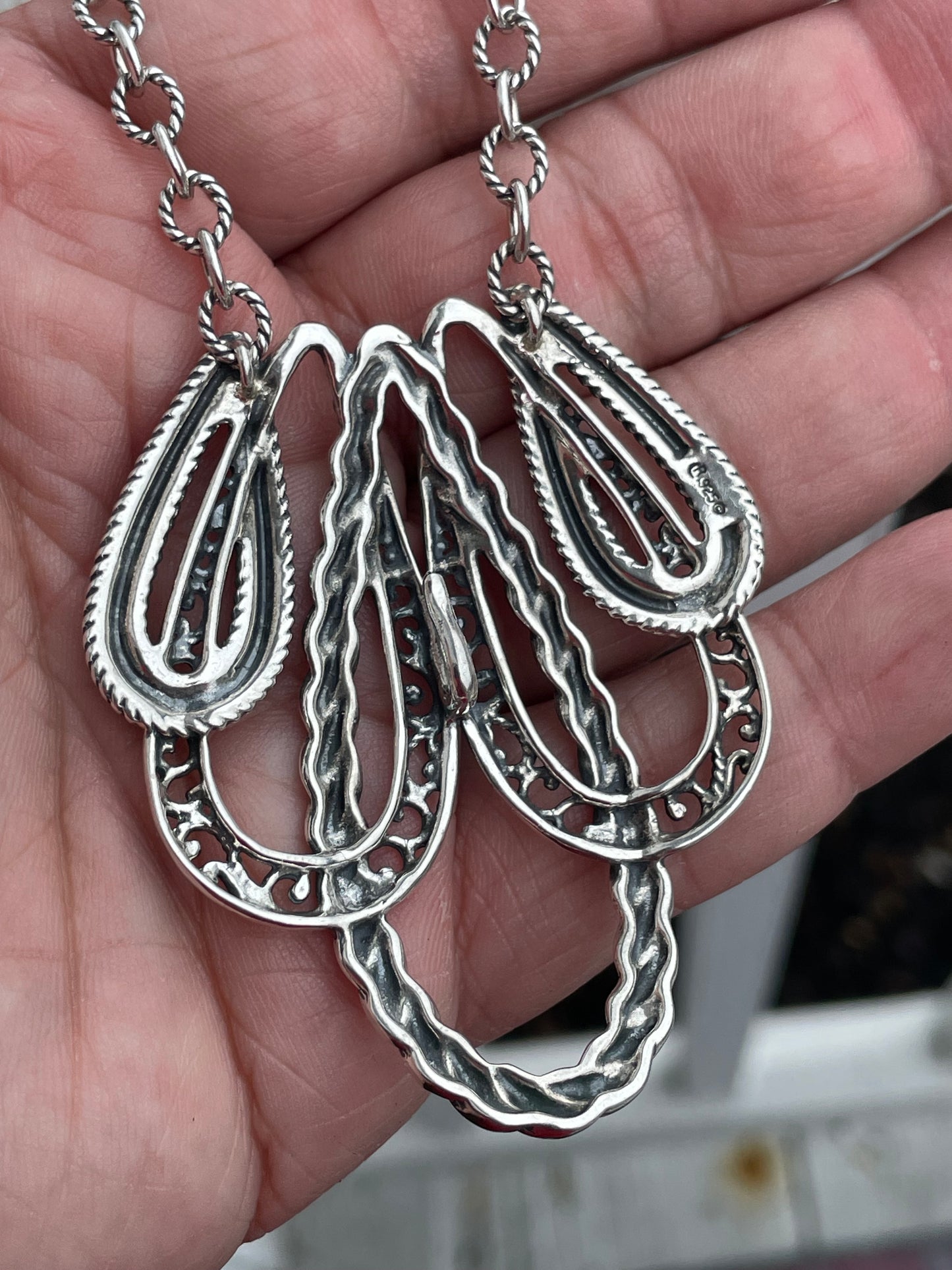 Designer Carolyn Pollack Relios Lasting Connections 925 Sterling Silver Statement Necklace 16”