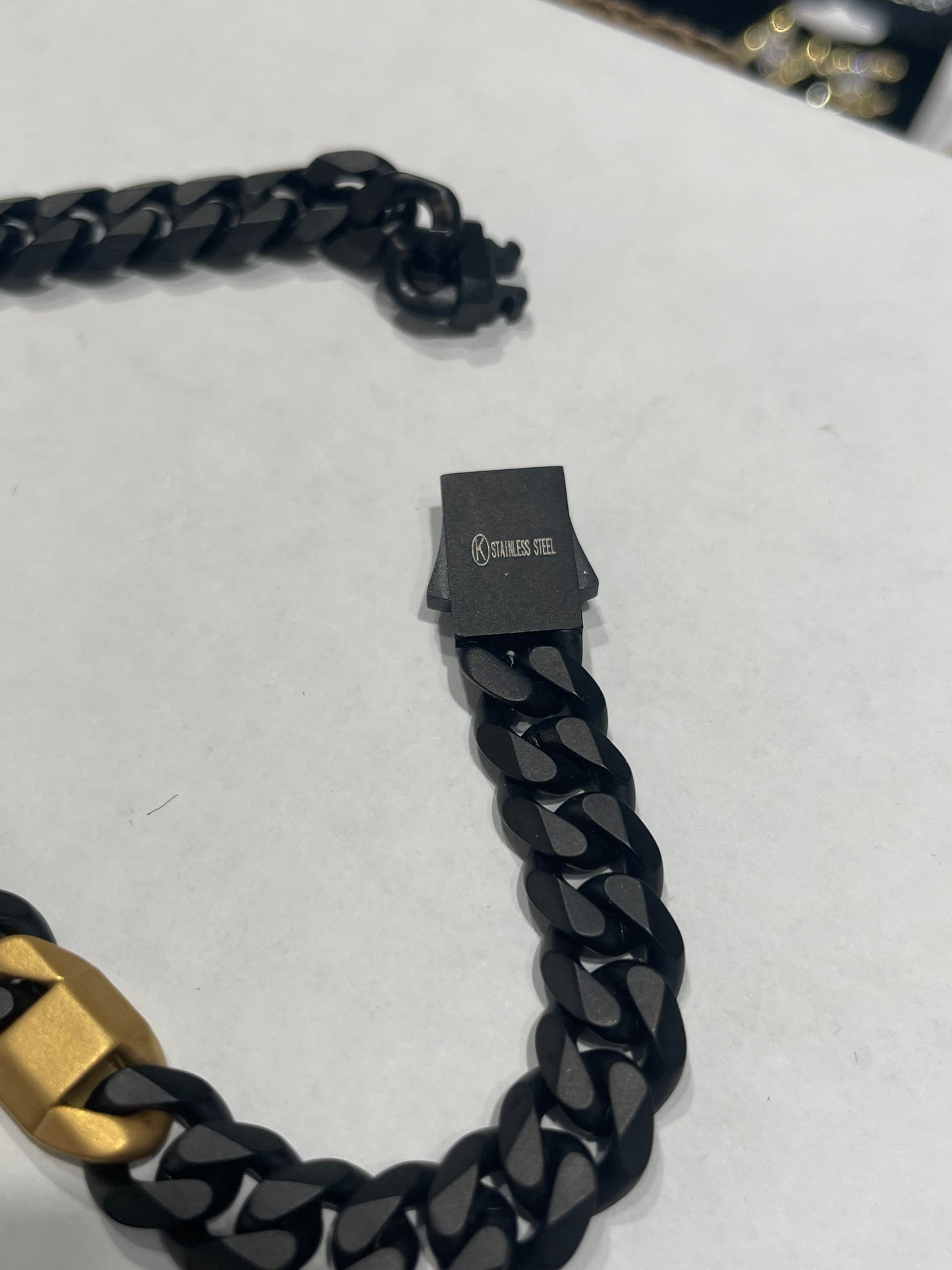 Stainless Steel Black & Gold Color Curb Link Bracelet