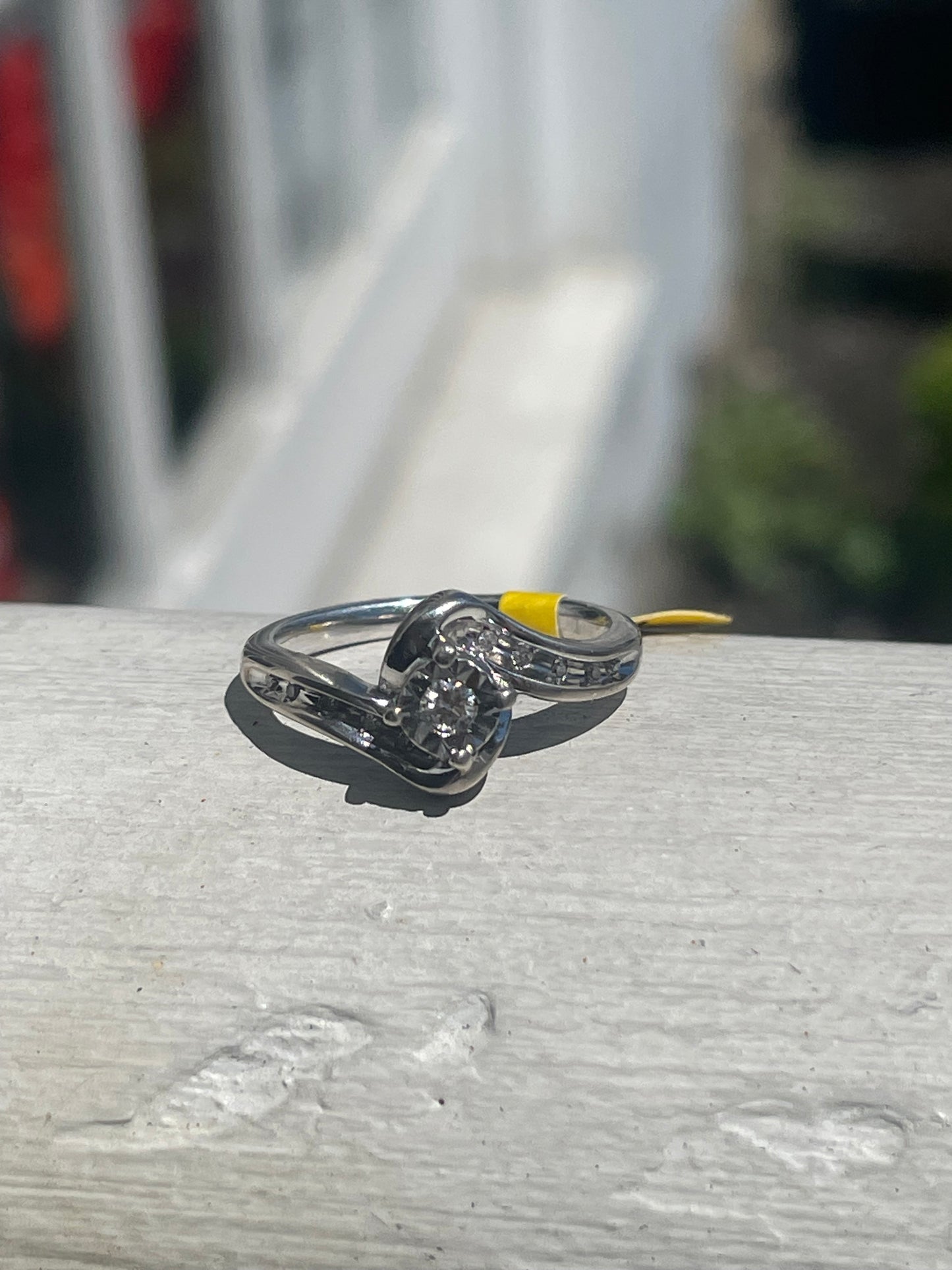 925 Sterling Silver Natural Diamond Bypass Design Ring Size 7