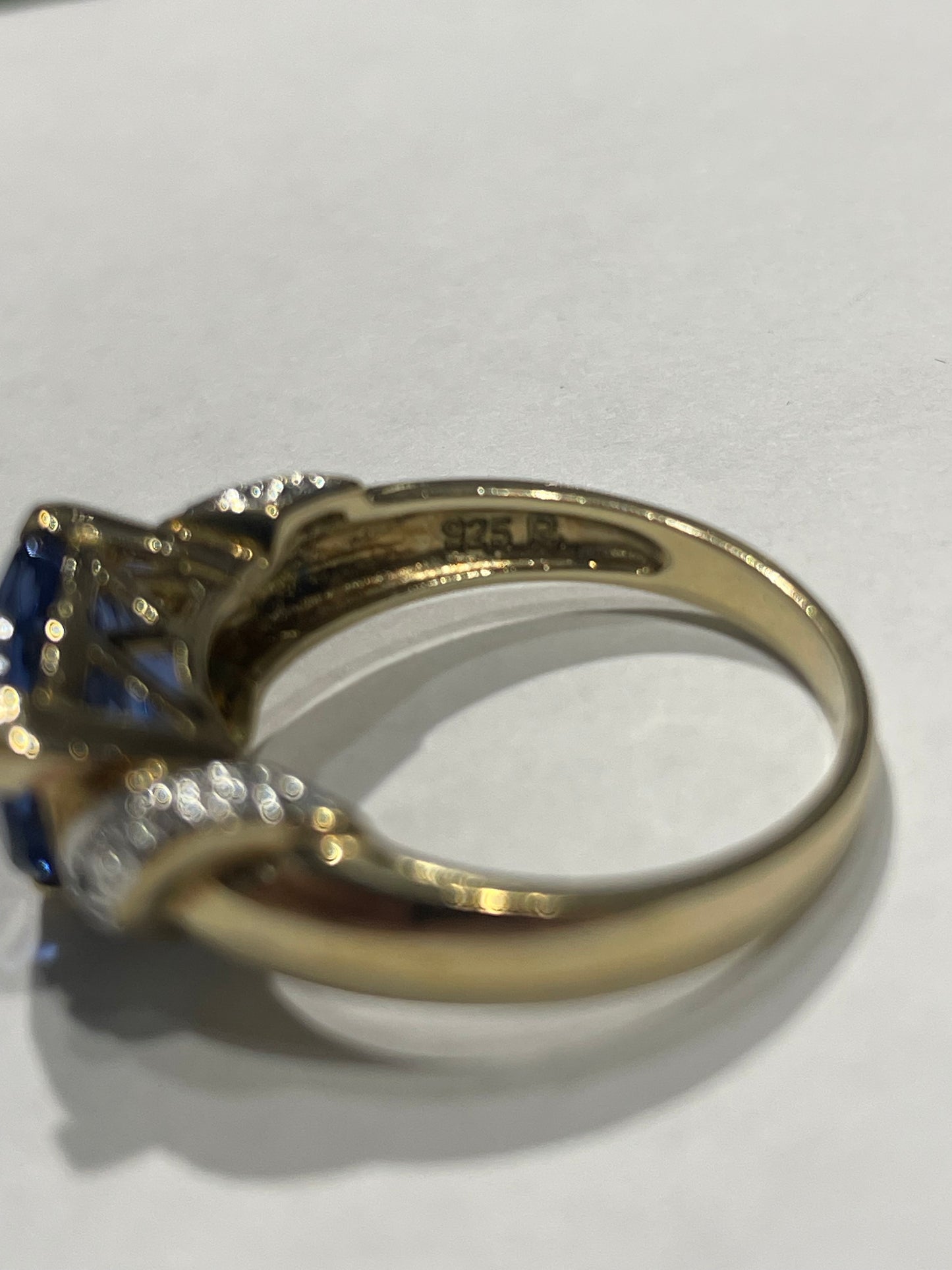 Sterling Silver Vermeil Trilliant Tanzanite Stone Classic Statement Ring Size 8