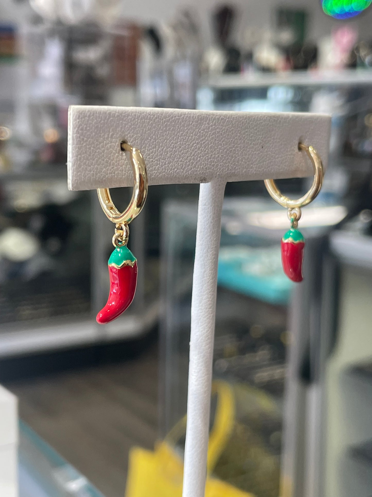 Stainless Steel Vermeil Hot Chili Pepper Dangle Earrings