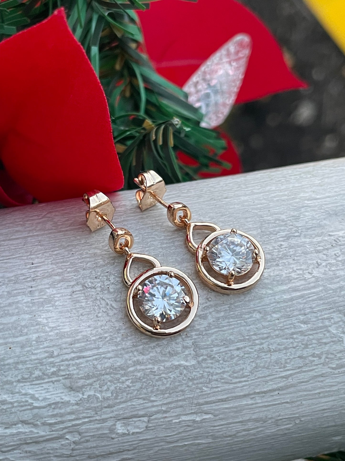 Stainless Steel Vermeil Infinity Large Cz Dangle Earrings