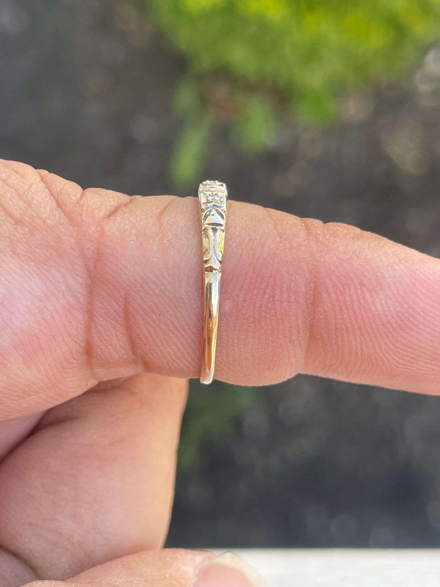 Vintage 14k Gold Diamond PPF Petite Band Ring Size 7.5