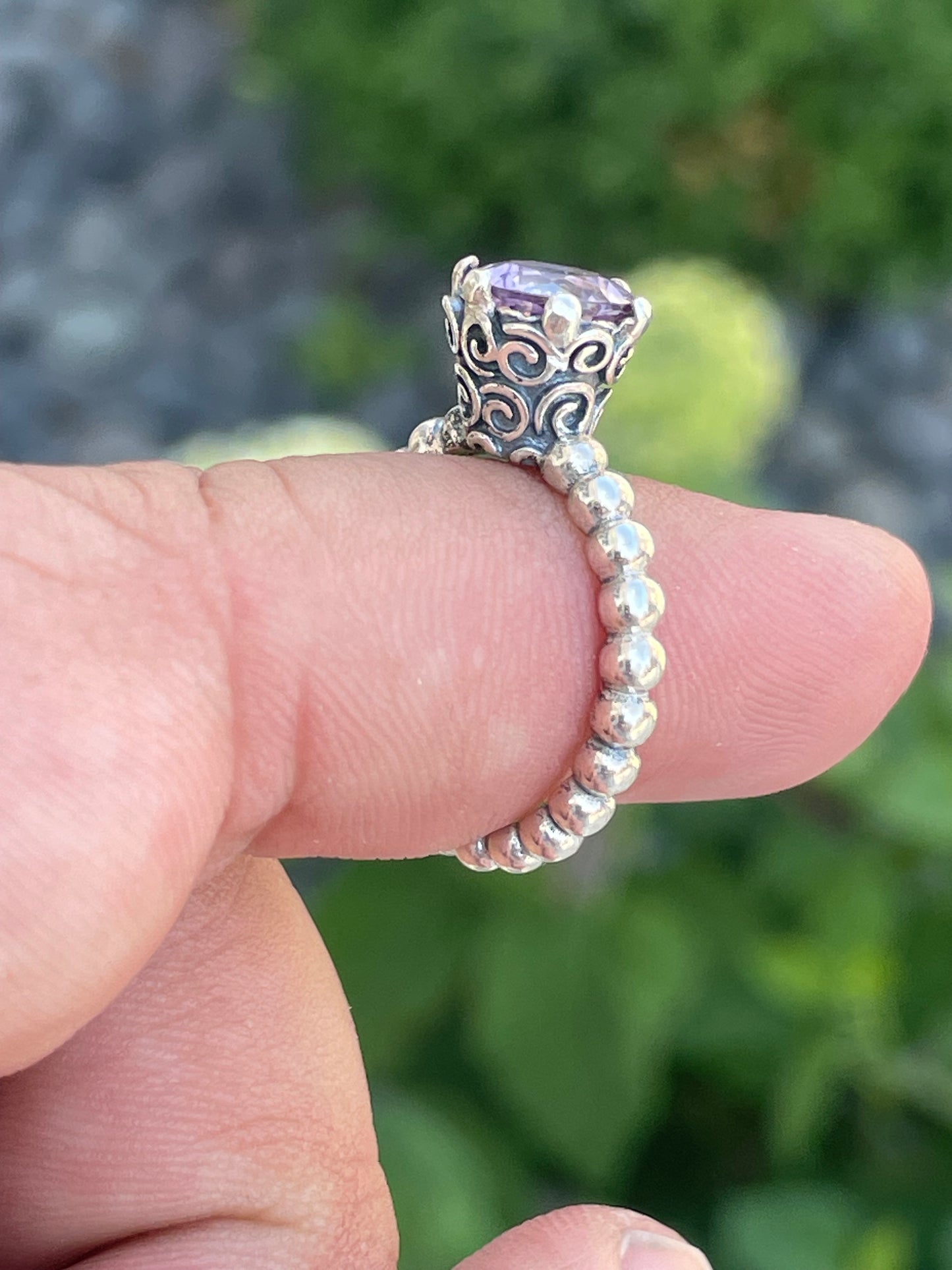 Retired Pandora Secret Winds Amethyst Ring Size 7