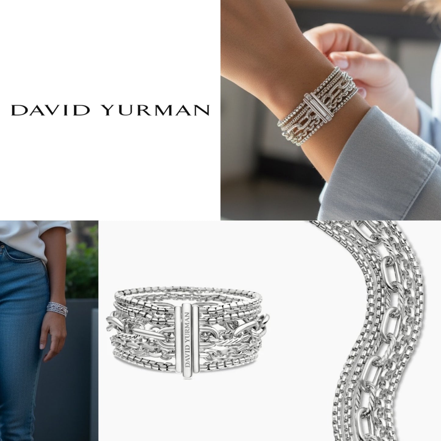 David Yurman Multi Row Chain Bracelet Size M (7.25”)
