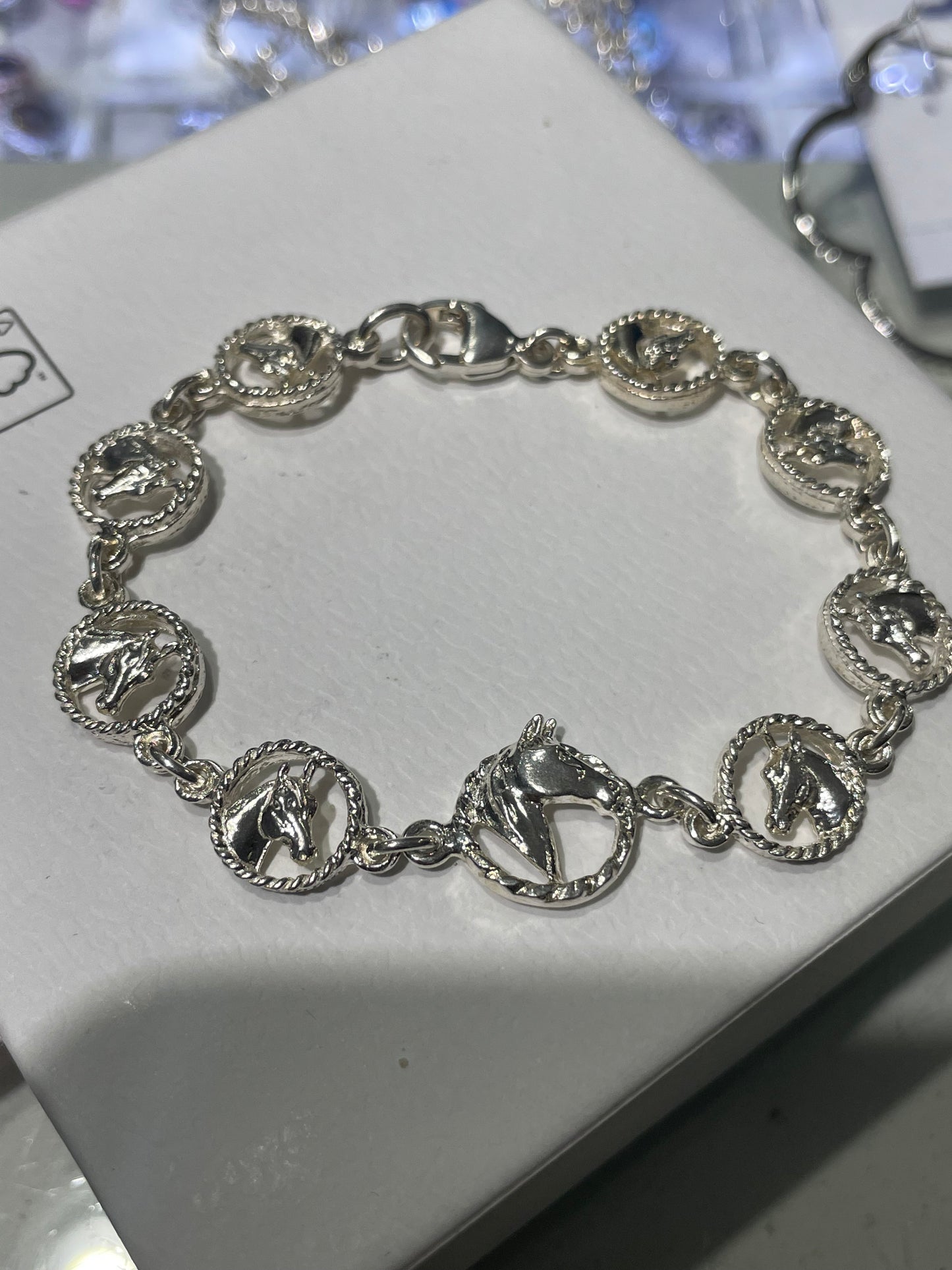 925 Sterling Silver Equestrian Show Horse Bridal Bracelet 7”