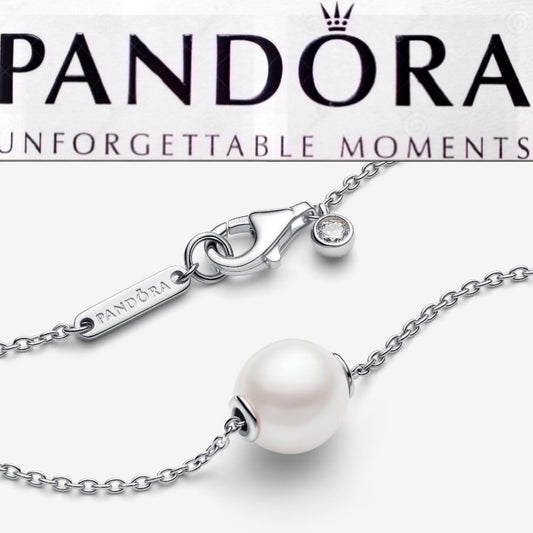 Pandora Treated Freshwater Cultured Pearl Collier Sterling Silver Necklace 393167C01-45
