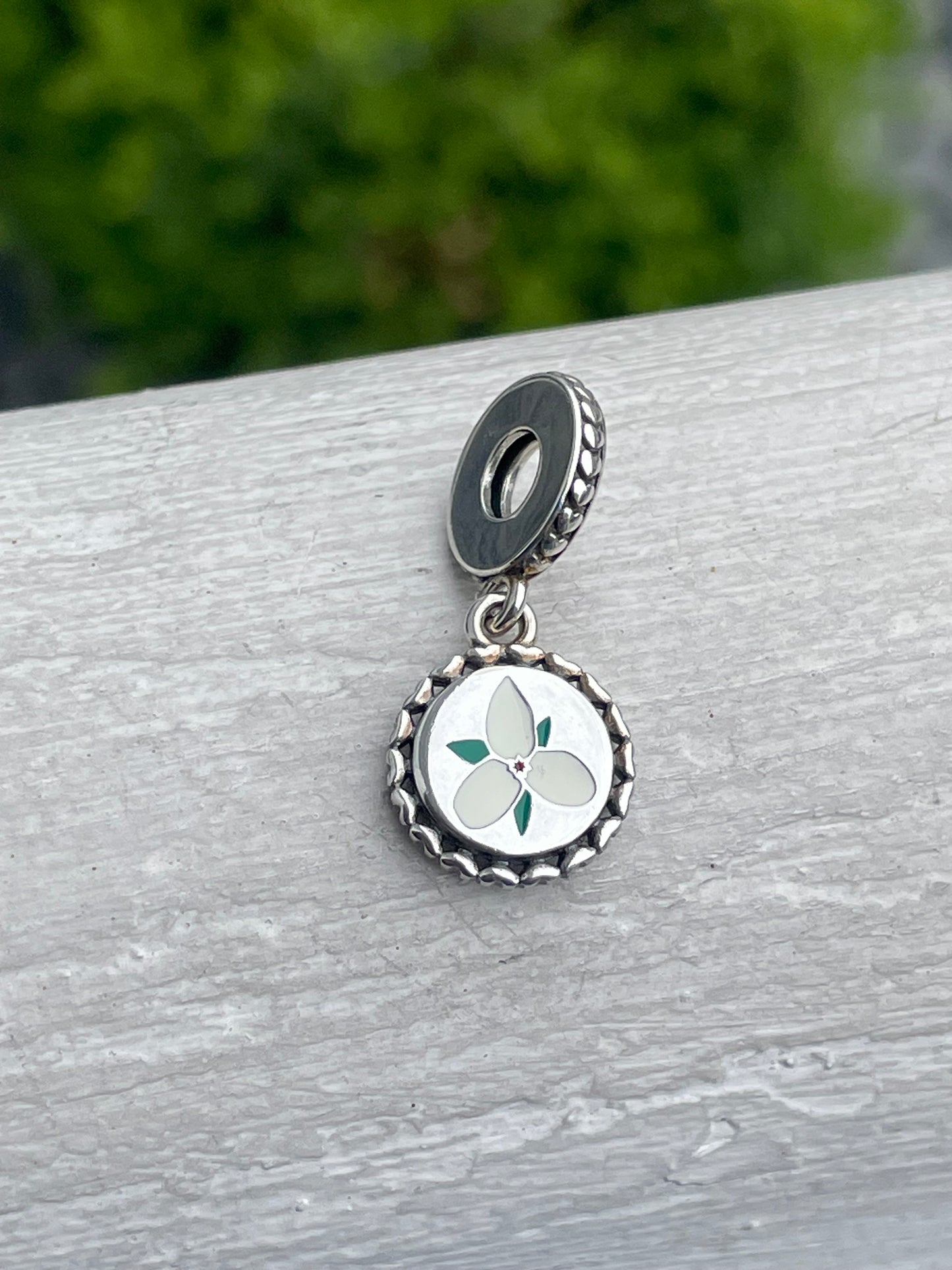 Pandora Ontario Canada Country Travel Exclusive White Trillium Flower Dangle Charm