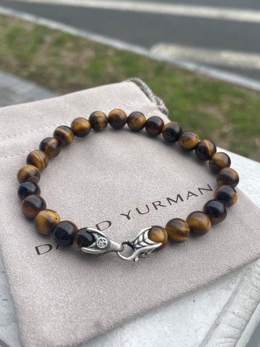 David Yurman Spiritual Beads Unisex Tiger Eye Bracelet 8.5”