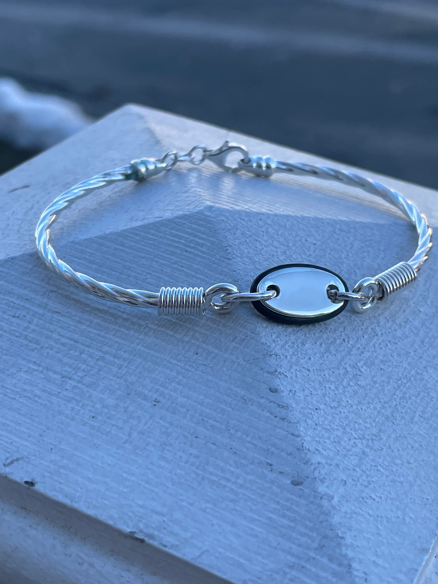 925 Sterling Silver Oval Signet cable Bracelet 8”